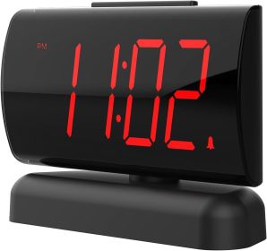 GING YHAU Alarm Clock Large Digital Rotating Base, 2-level Brightness Digital Clock Bedroom, Bedside Alarm Clock, Format Socket Power Supply