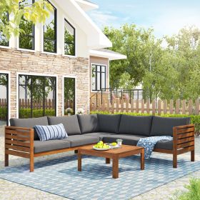 GO Wood Structure Outdoor Sofa Set with gray Cushions Exotic design Water-resistant and UV Protected texture High quality acacia wood Strong Metal Acc