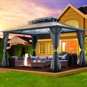 10X13ft Patio Gazebo with Netting & Curtains, Black