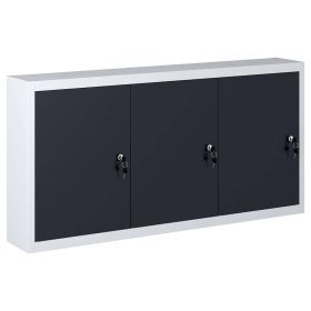 Wall Mounted Tool Cabinet Industrial Style Metal Gray and Black