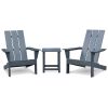 3Pcs Outdoor Adirondack Chairs,Patio Lawn Chairs with Side Table,for Deck Garden Backyard Balcony,Dark Grey