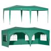 10'x20' Pop Up Canopy Outdoor Portable Party Folding Tent with 6 Removable Sidewalls + Carry Bag + 6pcs Weight Bag Green