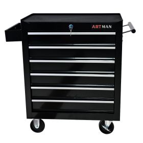 6 DRAWERS MULTIFUNCTIONAL TOOL CART WITH WHEELS-BLACK