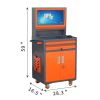 Industrial PC Cabinet Metal Computer Cabinet Industrial Mobile Security LCD Computer Cabinet Enclosure, gray orange, suitable for up to 27-inch monito