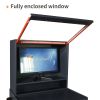 Industrial PC Cabinet Metal Computer Cabinet Industrial Mobile Security LCD Computer Cabinet Enclosure, gray orange, suitable for up to 27-inch monito