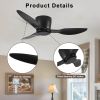 40" Flush Mount Ceiling Fan without light, 3 Reversible Blades, with 6 Speeds Reversible DC Motor,Low Profile Ceiling Fan with no light for Living Roo