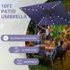 Adjustable Tilt Led Lights Blue Rectangular Patio Large Umbrella For Beach Outside Outdoor