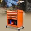 4 DRAWERS MULTIFUNCTIONAL TOOL CART WITH WHEELS-ORANGE