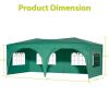 10'x20' Pop Up Canopy Outdoor Portable Party Folding Tent with 6 Removable Sidewalls + Carry Bag + 6pcs Weight Bag Green