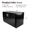 30 Inch Aluminum Stripes Plated Tool Box Pick Up Truck Bed RV Trailer Toolbox Waterproof Square Storage Organizer with Lock and Keys - Black 30"(30.1"