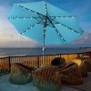 9 Ft Patio Umbrella Title Led Blue Adjustable Large Beach Umbrella For Garden Outdoor Uv Protection