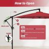 10ft Offset Umbrella Cantilever Patio Hanging Umbrella Outdoor Market Umbrella with Crank & Cross Base Suitable for Garden, Lawn, backyard and Deck, R