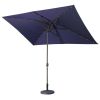 Adjustable Tilt Led Lights Blue Rectangular Patio Large Umbrella For Beach Outside Outdoor