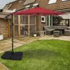 10ft Offset Umbrella Cantilever Patio Hanging Umbrella Outdoor Market Umbrella with Crank & Cross Base Suitable for Garden, Lawn, backyard and Deck, R