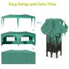 10'x20' Pop Up Canopy Outdoor Portable Party Folding Tent with 6 Removable Sidewalls + Carry Bag + 6pcs Weight Bag Green