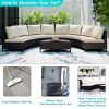 5 Pieces All-Weather Brown PE Rattan Wicker Sofa Set Outdoor Patio Sectional Furniture Set Half-Moon Sofa Set with Tempered Glass Table