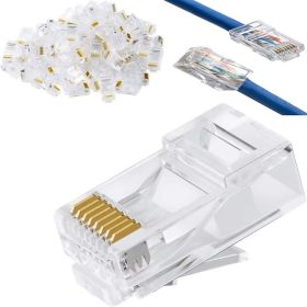 Cat6 RJ45 Ends; Cat6 Connector; Cat6 / Cat5e RJ45 Connector; Ethernet Cable Crimp Connectors UTP Network Plug For Solid Wire And Standard Cable (Quantity: 50pcs)