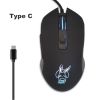 USB-C mute colorful luminous mouse for type C notebook computer mouse gaming mouse