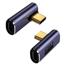 USB C Adapter; 90 Degree Right Angle ; Type C Male To Female Adapter Extender Support 100W Fast Charging 40Gbps Data Transfer 8K@60Hz Video Output For (Style: USBC To USB C 2Pack, Color: In The Turn 90¬∞)