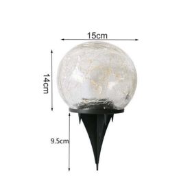 Solar Garden Light Cracked Glass Ball Lamps Outdoor Solar Courtyard Lights Waterproof Solar Lamp Balcony Yard Villa Street Decor (Emitting Color: Large, Ships From: China)