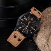 1pc Men's Circular Pointer Watch Leather Military Sports Date Quartz Watch Men's