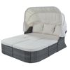 Outdoor Patio Furniture Set Daybed Sunbed with Retractable Canopy Conversation Set Wicker Furniture Sofa Set