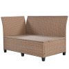 5-Piece Outdoor Patio Rattan Sofa Set; Sectional PE Wicker L-Shaped Garden Furniture Set with 2 Extendable Side Tables; Dining Table and Washable Cove